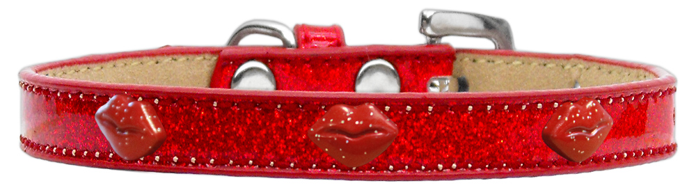 Red Glitter Lips Widget Dog Collar Red Ice Cream Size 10